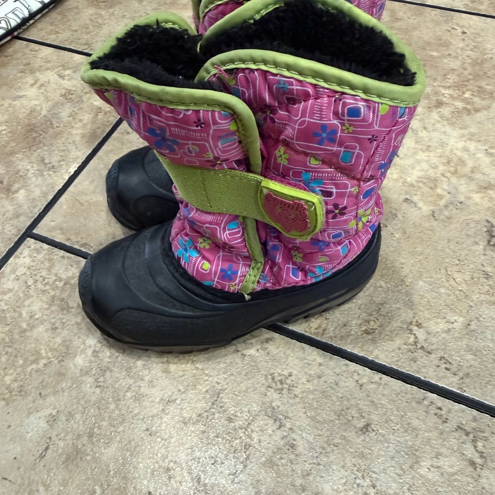 Pink and Green Winter Boots